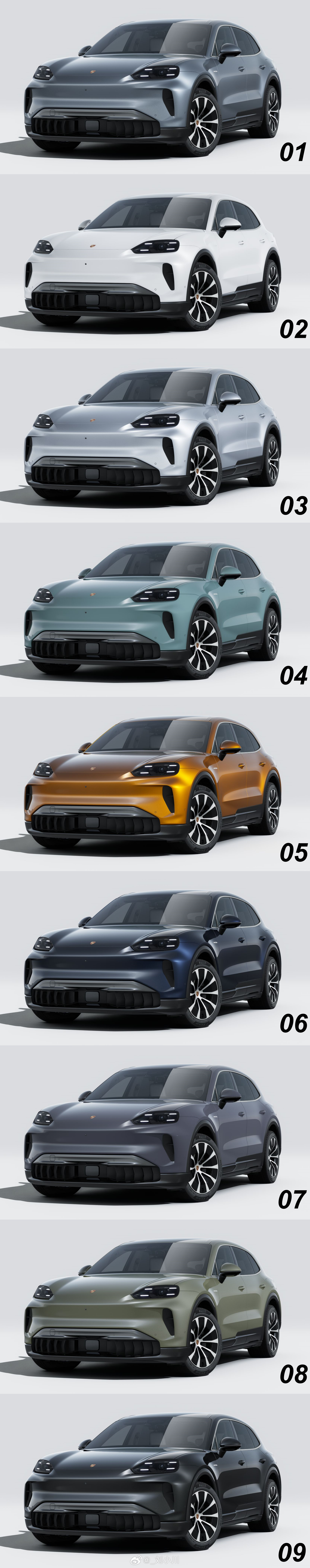 保时捷保时捷卡宴纯电版配色 【新车选色】保时捷卡宴纯电版，大家说哪个颜色好看