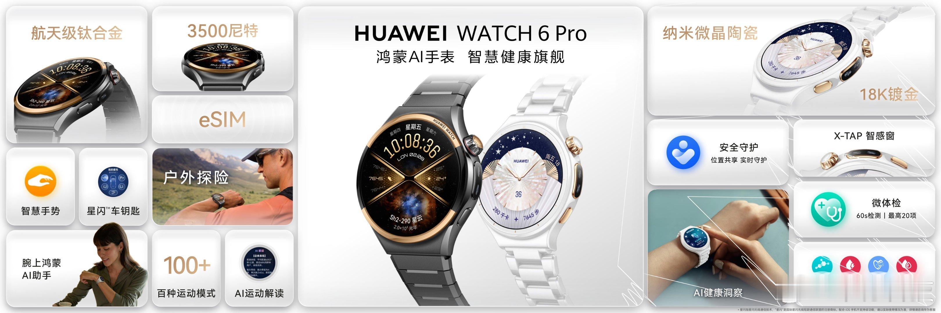 【华为新一代鸿蒙AI智能手表发布】今日，华为WATCH 6系列正式发布，提供42