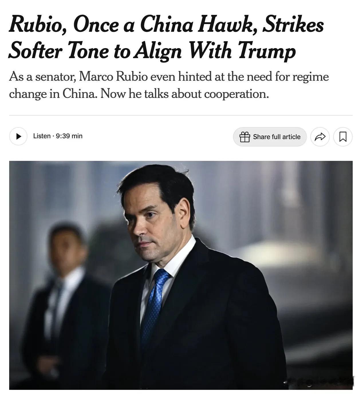 最新消息：卢比奥在参议院度过了多年，批评中国的人权记录和安全活动。但他现在强调寻