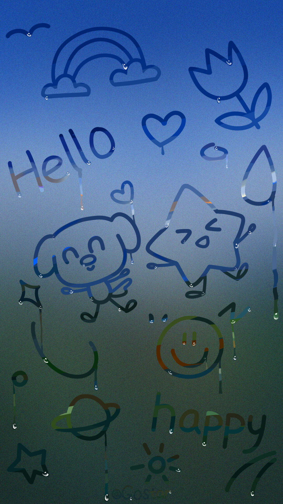 最近最喜欢的一款雾气涂鸦壁纸 已经全部电子产品都换上了…🫧原🍠：Gostar