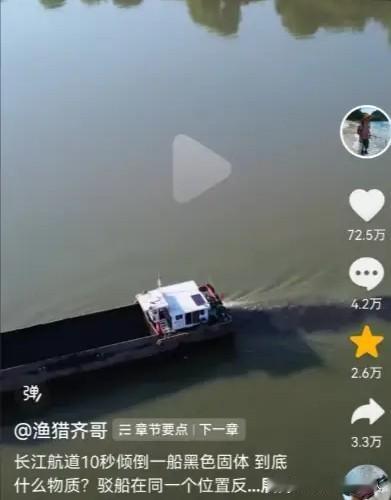 已基本核实，驳船向长江内倾倒的不明黑色物料，是淤泥，来源于船厂船坞的清淤工程。