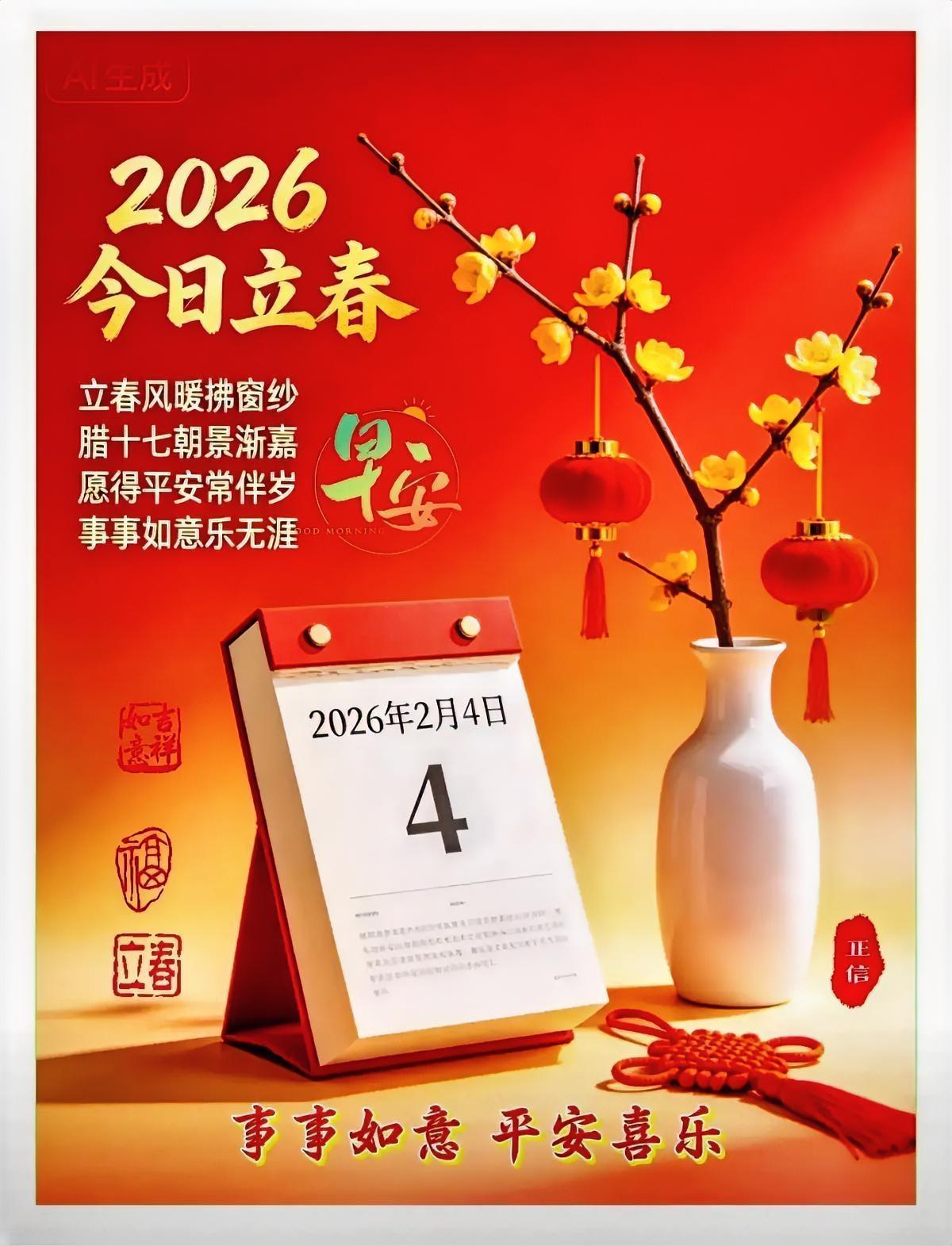 2026.2.4，
大家早上好呀，
今天立春，立春迎新岁，想必大伙都在家里享受着