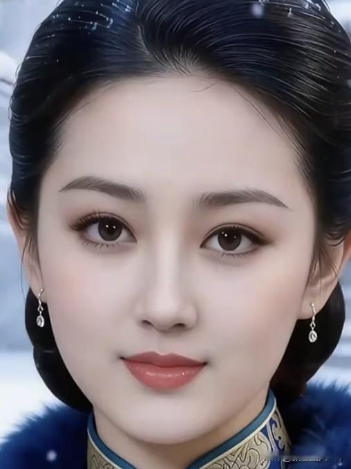 她如同一首流动的诗，清冷中透着矜持。那双眸子深邃如潭，仿佛能看透喧嚣后的宁静；举