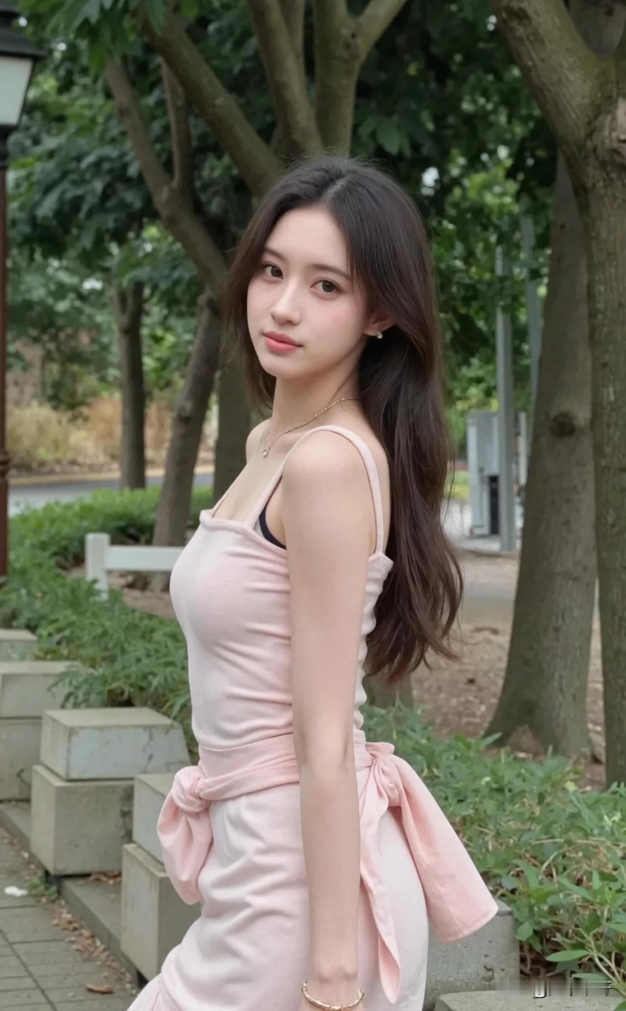 邻家小妹粉色穿搭