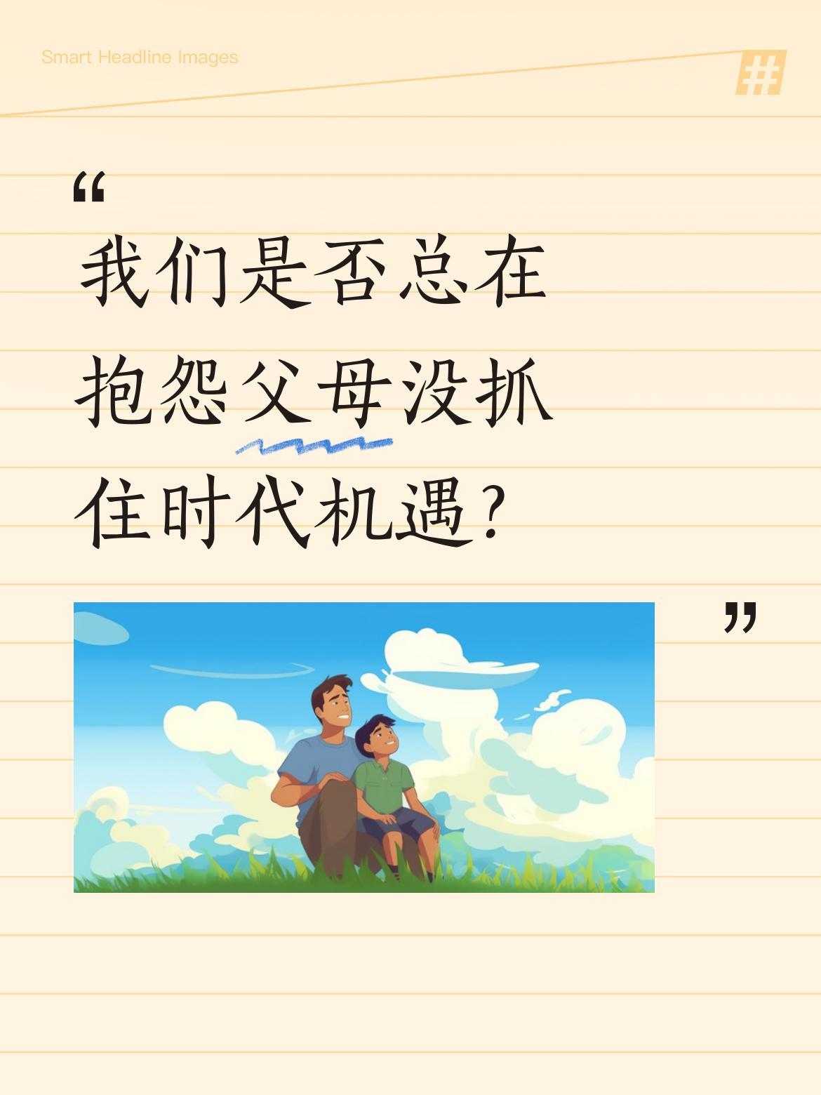 我们是否总在抱怨父母没抓住时代机遇？
视频里儿子多次质问父亲："你那个年代遍地黄