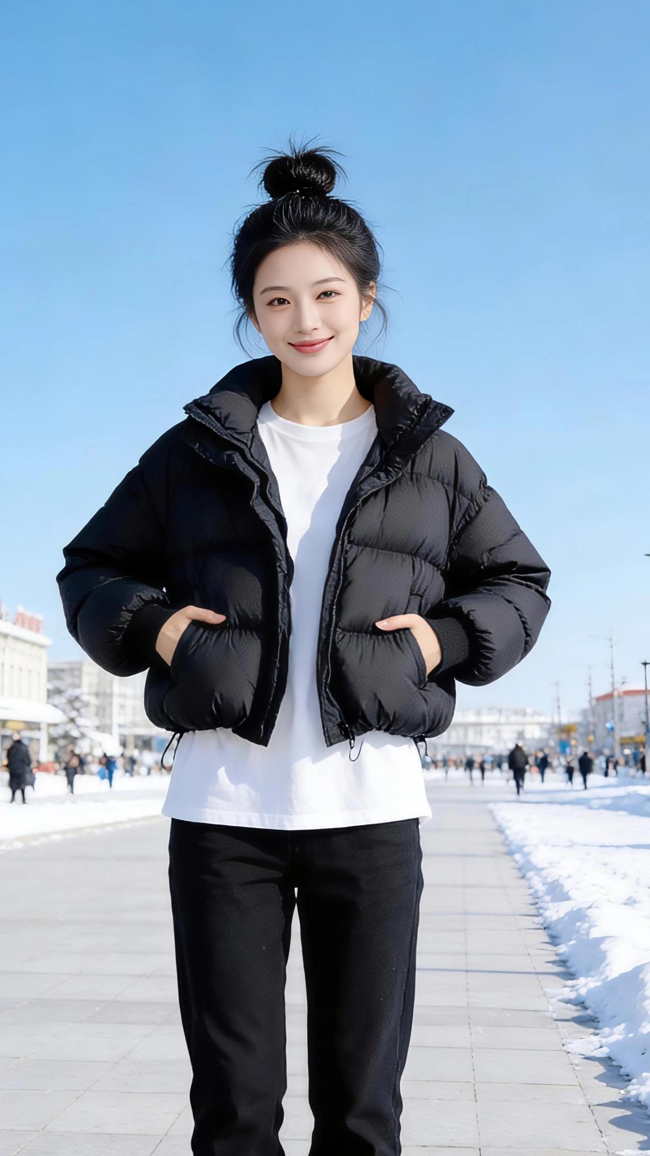 雪日街头的暖意
 
冬日的街头被白雪铺成了绵软的画布，澄澈的蓝天像一块刚洗过的蓝