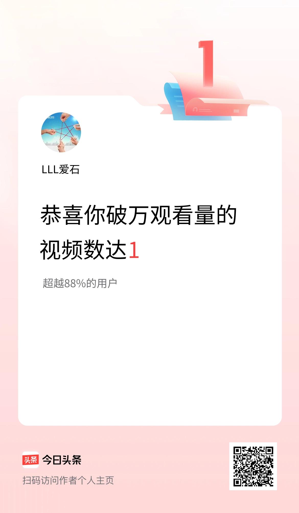 我在头条有1条视频播放量破万了！