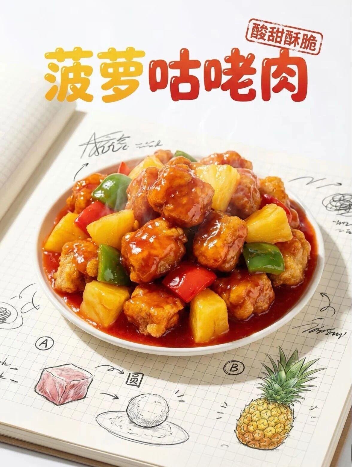 菠萝咕咾肉的酸甜口感，不管是配着米饭炫两碗，还是当开胃前菜，都超合适。关键做法一