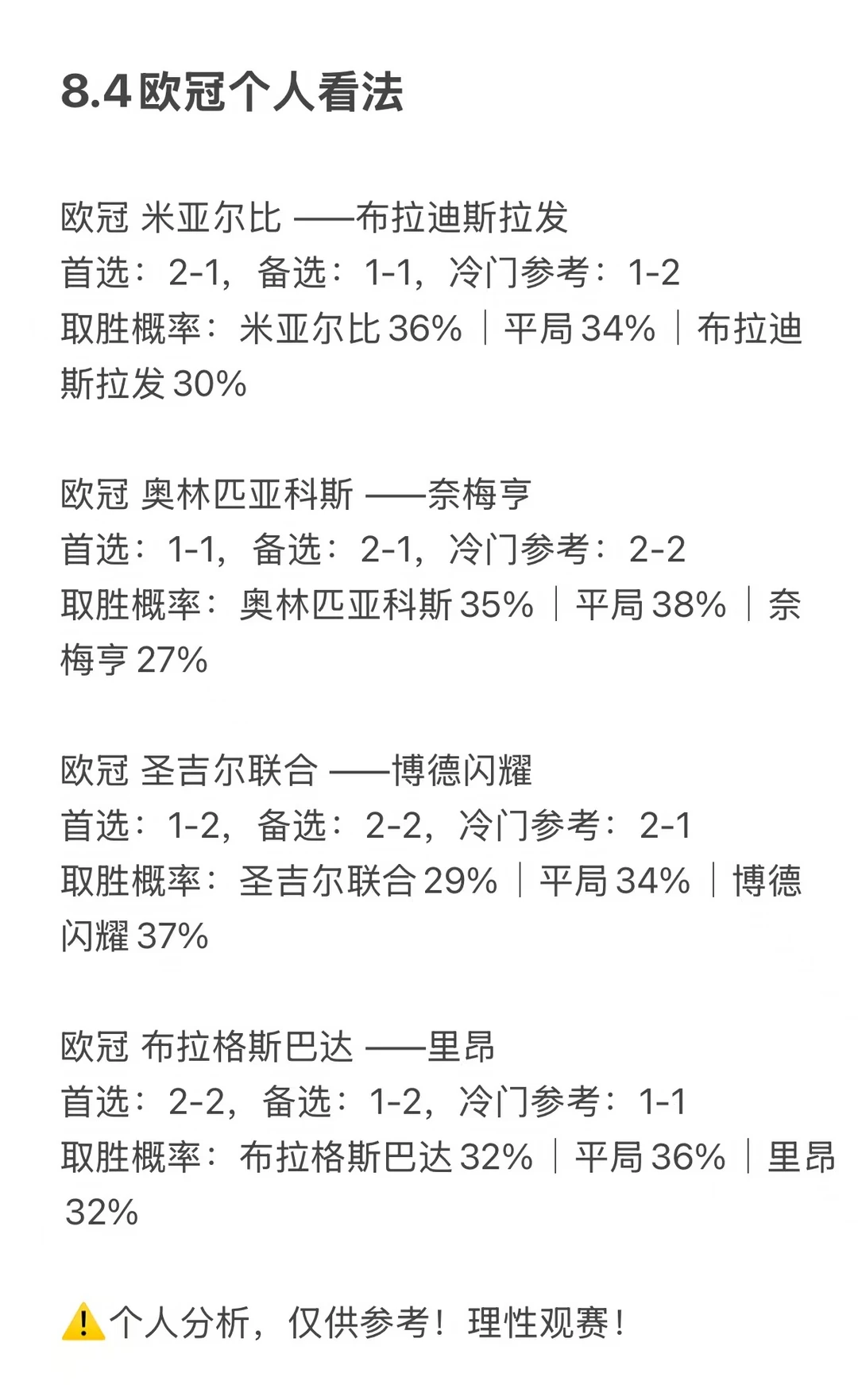 8.4欧冠个人看法