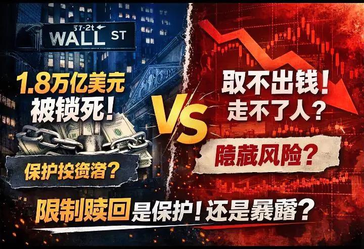 1.8万亿被锁死！限制赎回，是保护你还是在捂雷？
 
华尔街巨头突然锁钱、限制赎