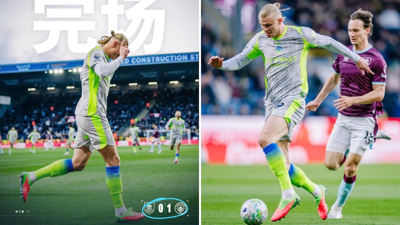 英超：曼城客场1-0击败伯恩利，暂时登顶并送对手降级。
哈兰德单刀闪击制胜+中柱