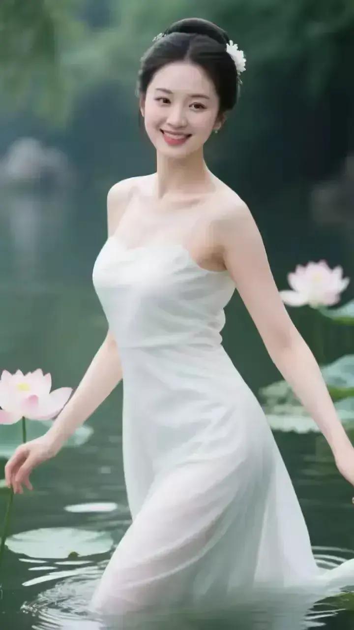 俏立春风展红颜
眉如柳叶眼若泉
浅笑盈盈风拂袖
今生得见无怨言