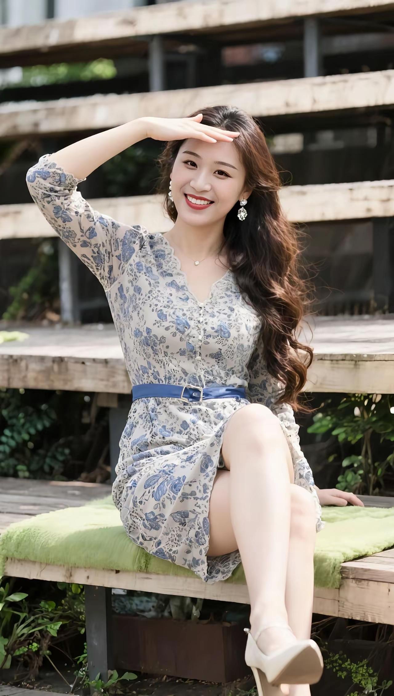 夏日清新穿搭，花裙飘飘，笑靥如花气质碎花裙穿搭