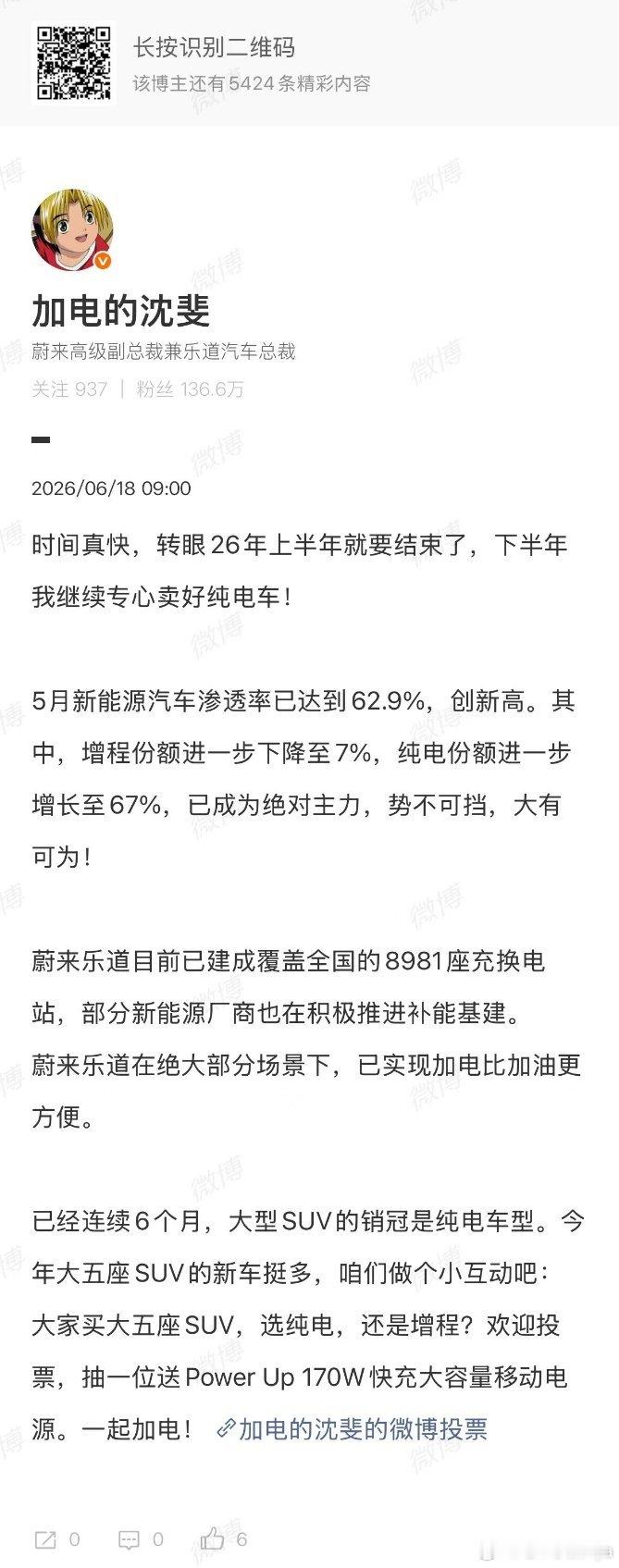 沈博微博的数据说得很透彻，5月增程份额跌至7%，纯电冲到67%，市场选择早已一目
