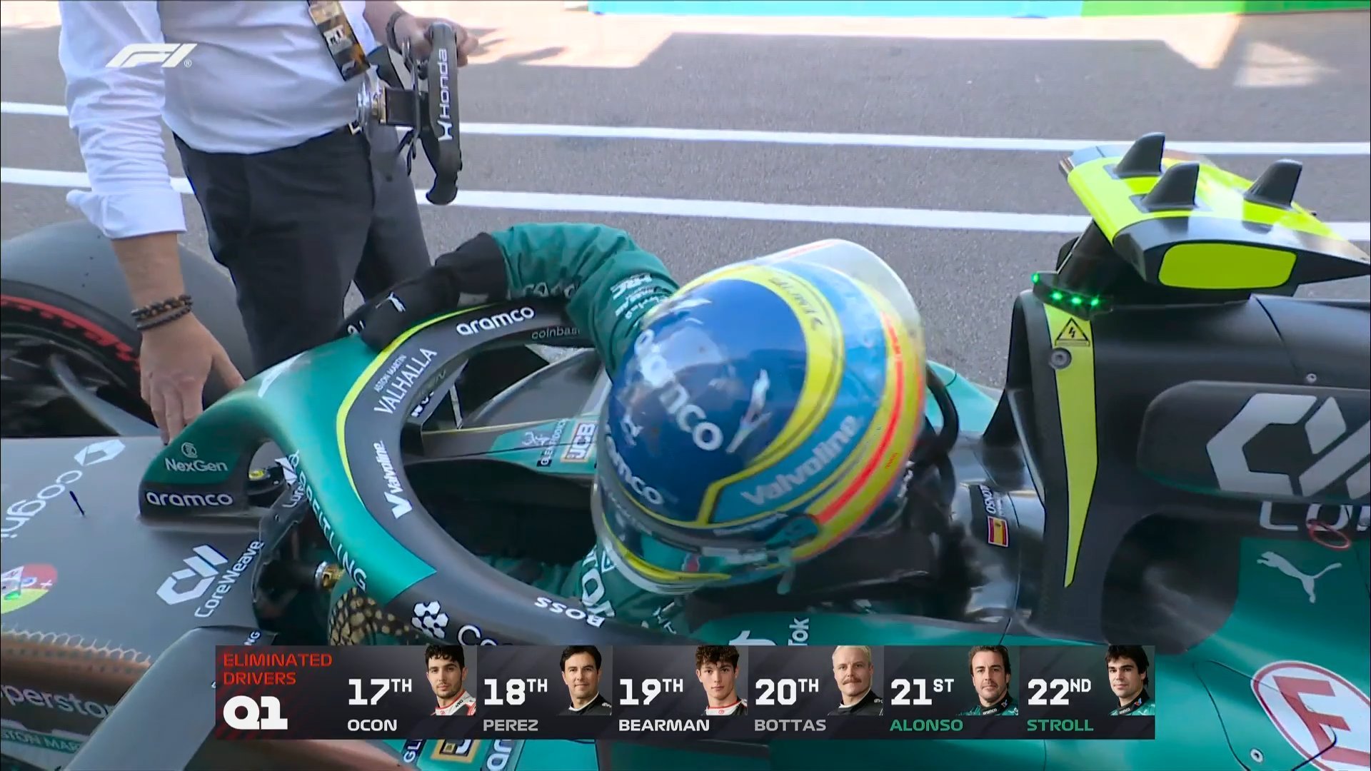 2026f1摩纳哥大奖赛 排位赛Q1 淘汰17. 奥康18. 佩雷兹19. 贝尔