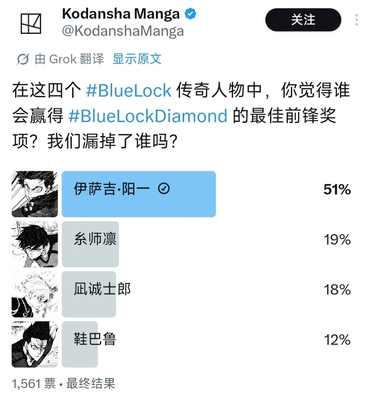 又一次官方投票断层第一，其他人加起来都比不上小洁洁世一锁永一