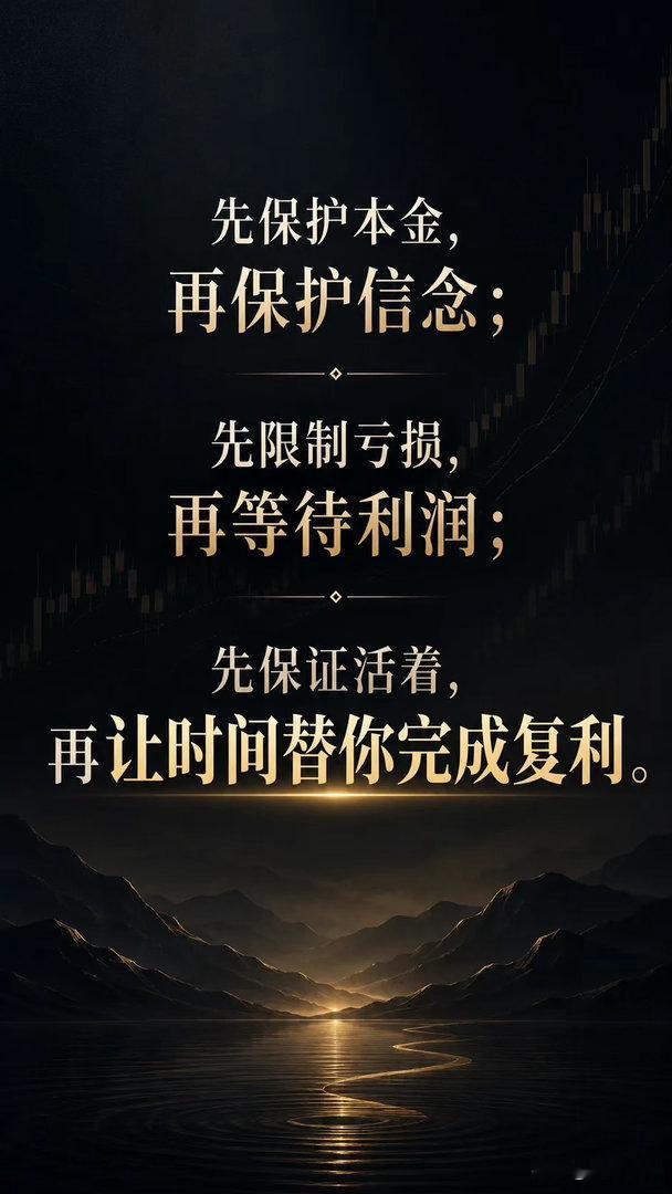 稳住才是赢家 先保护本金，再保护信念；先限制亏损，再等待利润；先保证活着，再让时