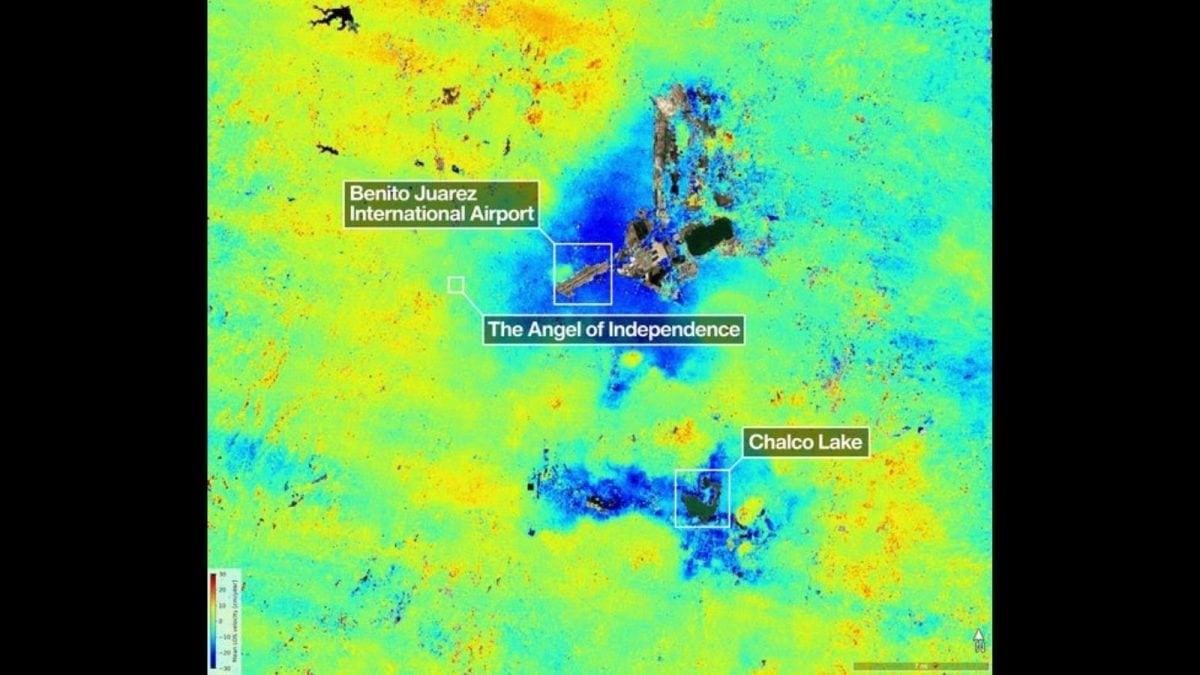 【卫星图曝光，墨西哥城地面正在快速下沉】据印媒4月30日报道，印度和美国联合研制