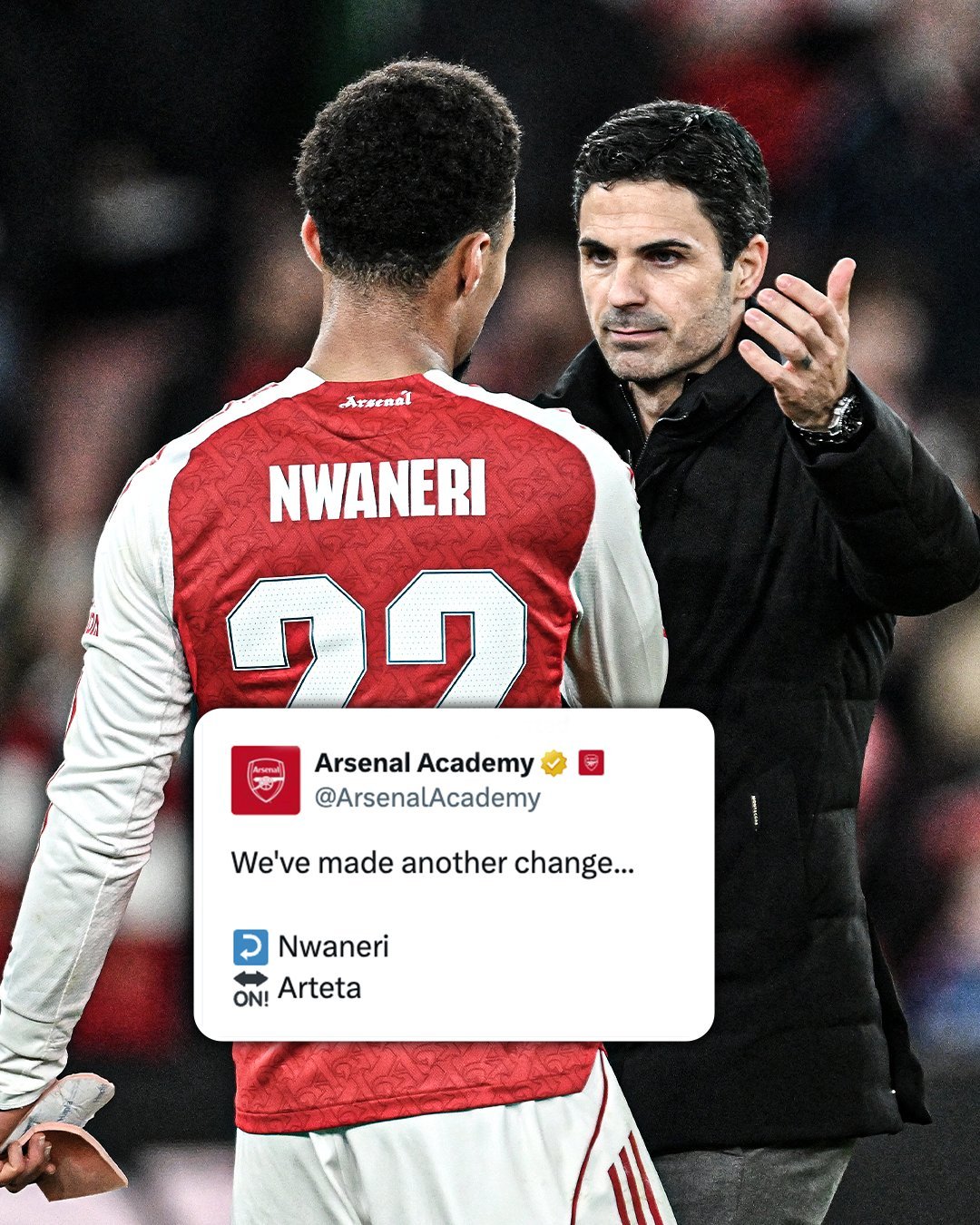 刚刚阿森纳U18的比赛完成了一次“神奇”换人 😂阿尔特塔的儿子换下恩瓦内里的弟