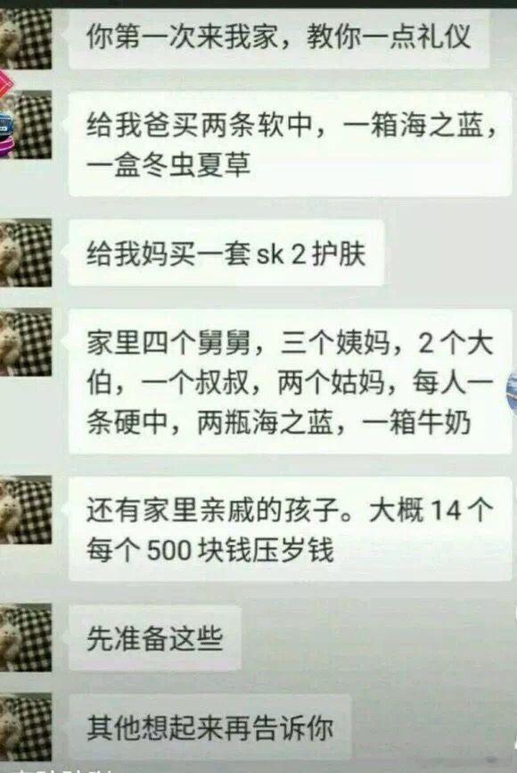 过年去你女朋友家的清单…… ​​​