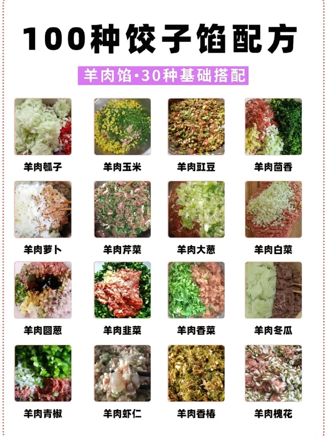 🥟 超全羊肉饺子馅秘方大公开！30+种搭配