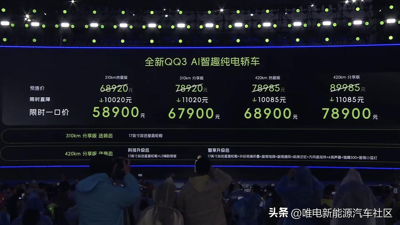 奇瑞QQ3终于正式上市了，最终的限时一口价5.89-7.89万元[思考]这价格如