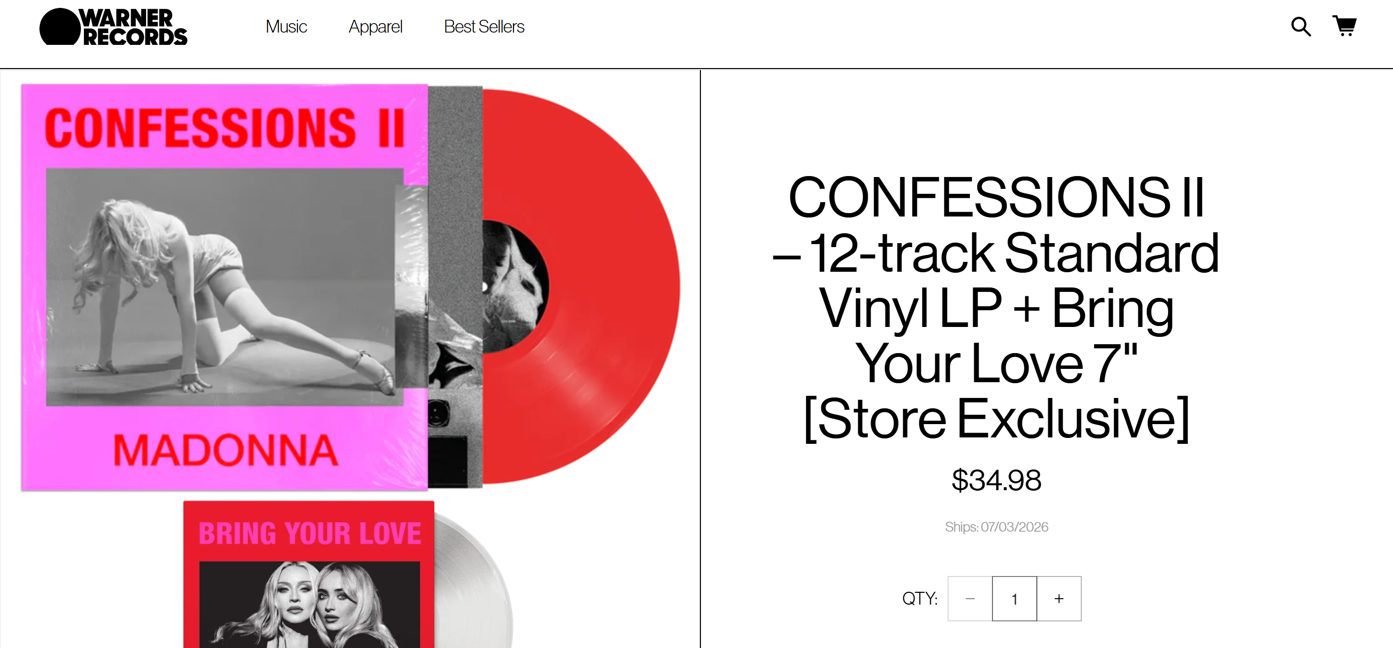 华纳商店上架 Confessions II 独家版本的预购，唱片采用半透明红色黑