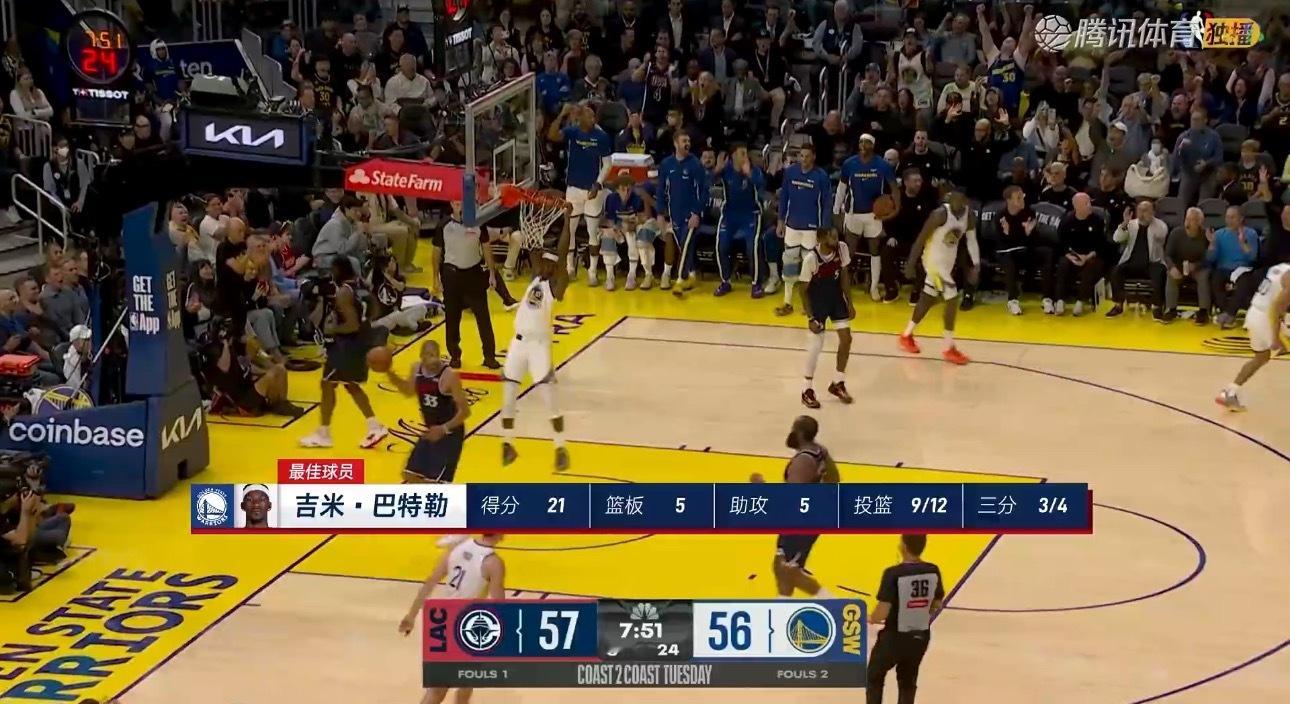 吉米当选今天比赛的最佳球员截至目前0罚球解说提到大哥今天三分投篮很罕见我倒觉得很