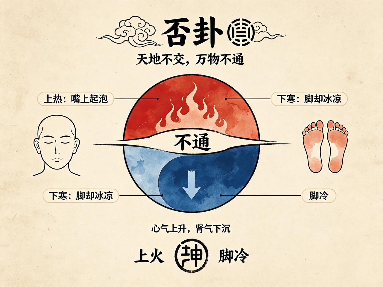 《易经》有一个卦叫"否卦"，上面是乾（天），下面是坤（地）。

看起来是天地交泰