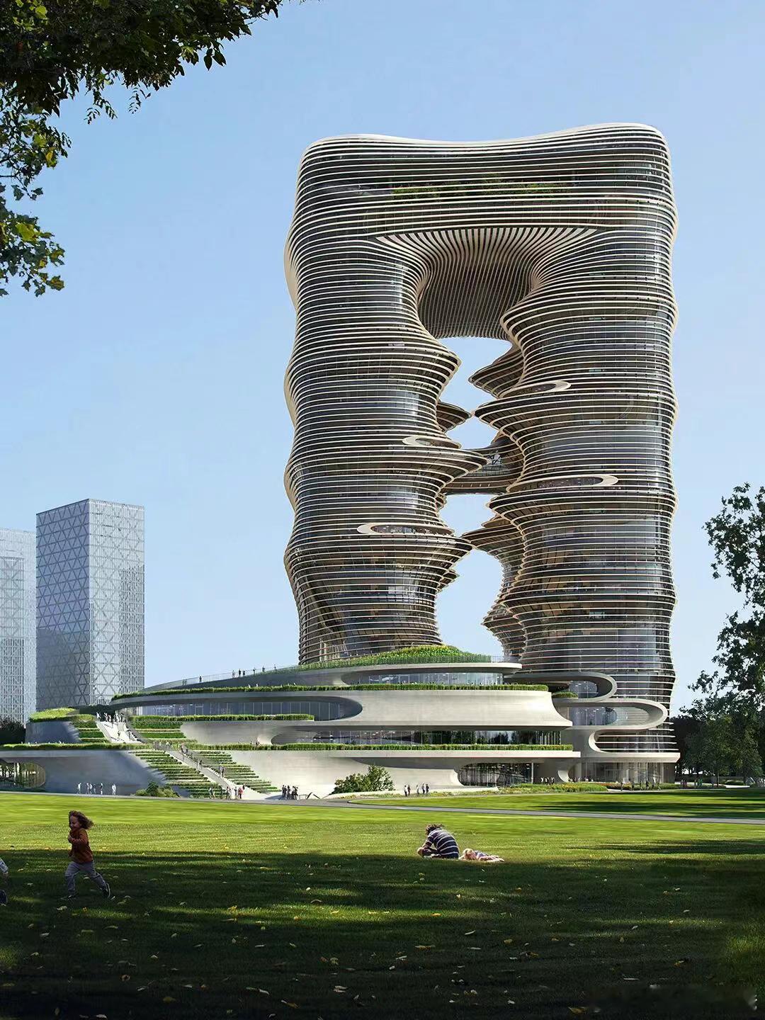 扎哈事务所新作｜深圳一丹中心结构封顶一丹中心总建筑面积165,815平方米，它将