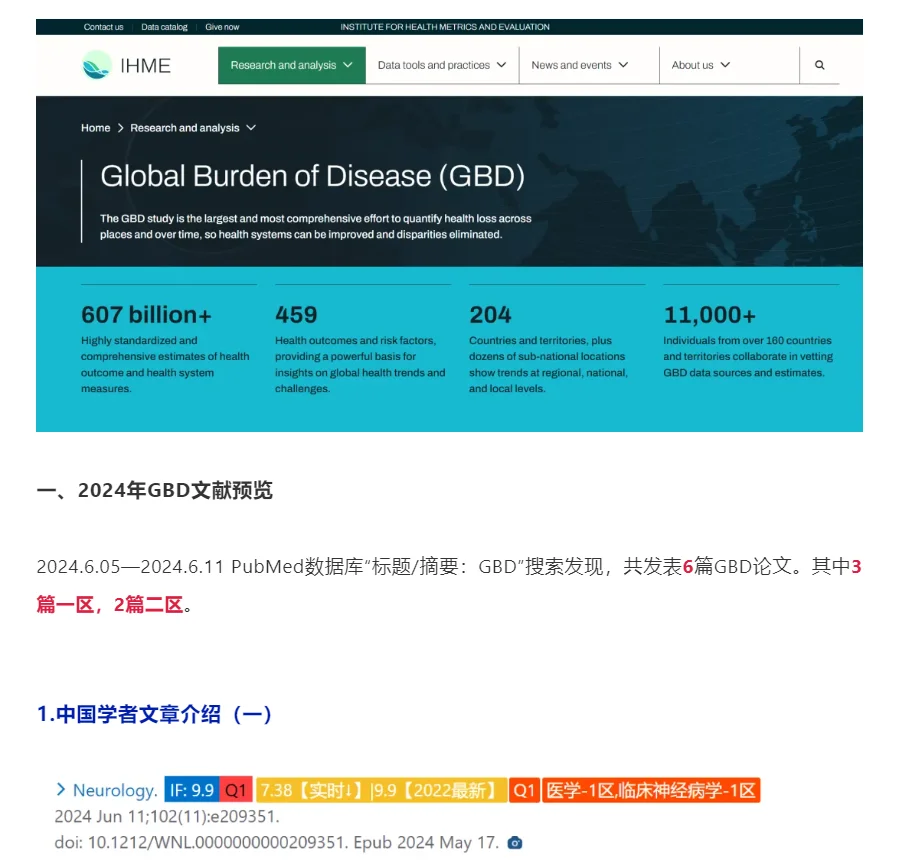 GBD数据库周报，主要是二区以上文章