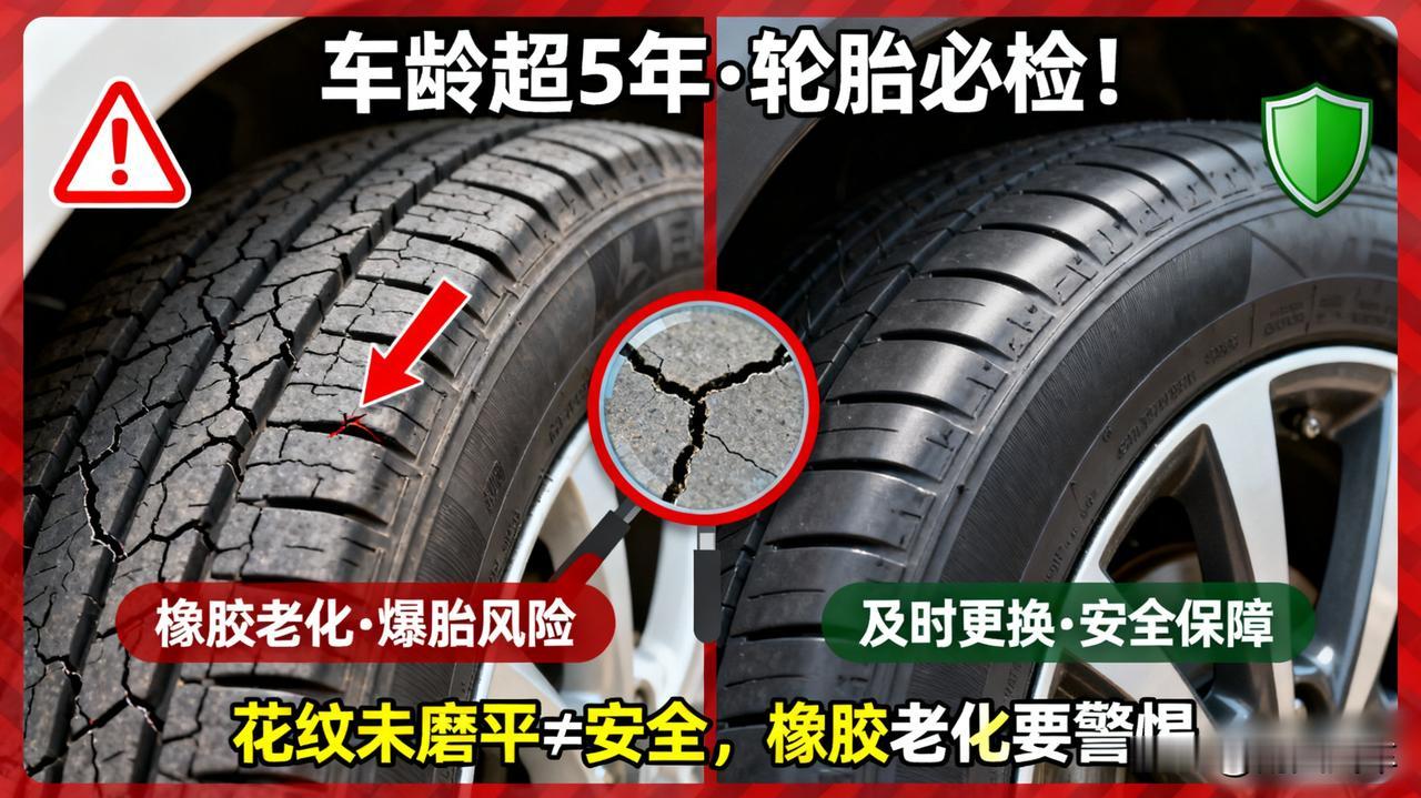 车龄超过5年，这个部件必须检查！
  
就是它——轮胎！橡胶会老化，即使花纹没磨