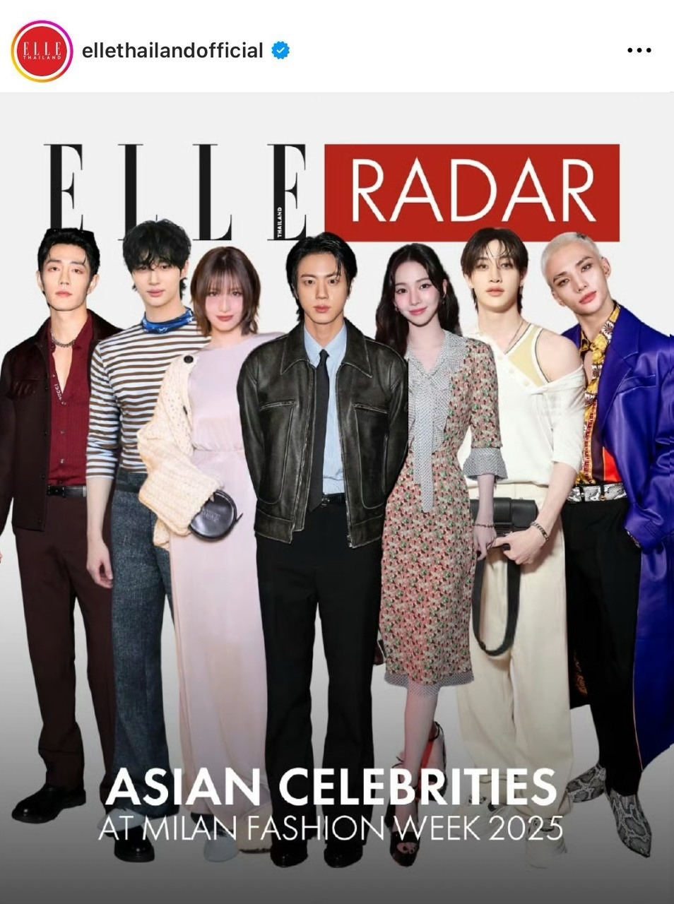 Elle 泰国版官方介绍2025年米兰时装周亚洲名人 ，差点没看到最左边那个短短