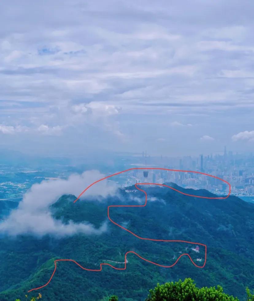 八个小时...秀桐道上登云道下
一不注意首爬就爬了大小梧桐

早上九点45分看到