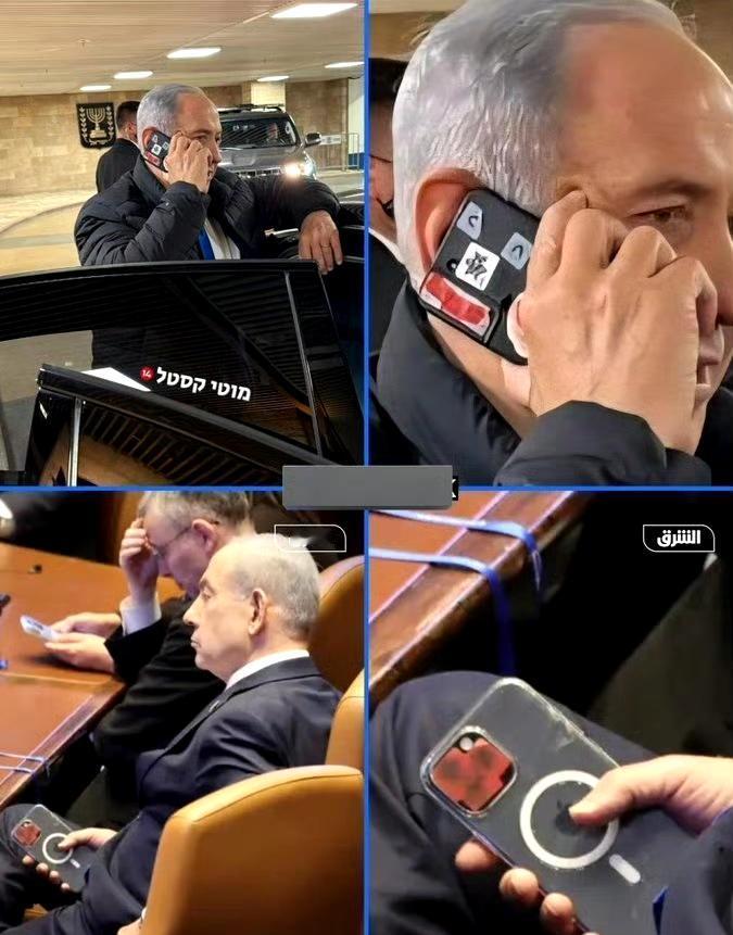 有人发现：以色列总理内塔尼亚胡经常遮住手机的摄像头！

他是不是知道我们不知道的