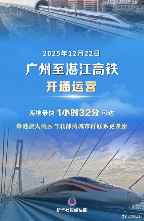 #广湛高铁开通运营#【新华社权威快报|大湾区携手北部湾 广州至湛江高铁开通运营】