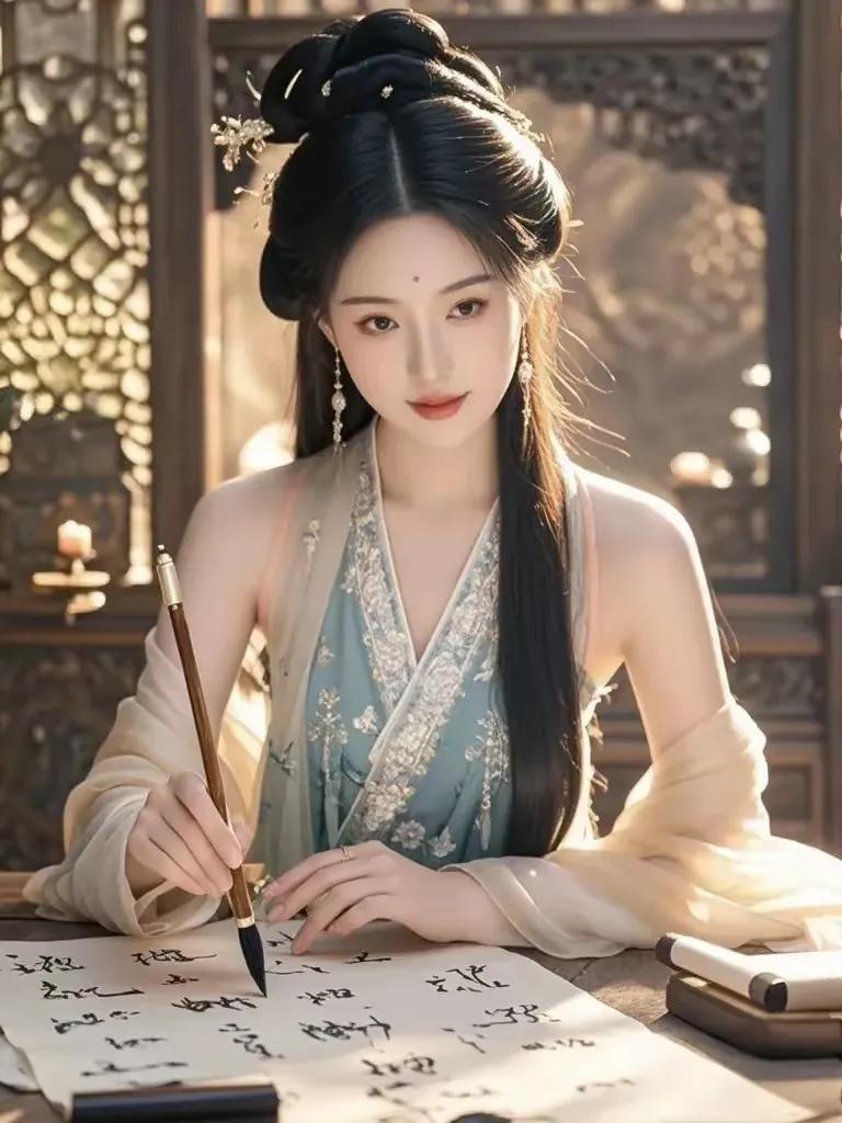 上联:几缕墨香书岁月，
下联:相思笺尽染花容。