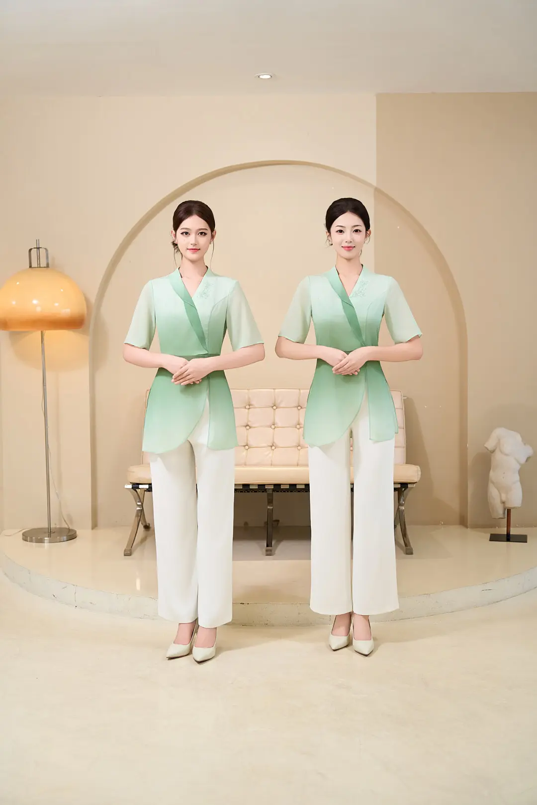 棠越新中式禅意职业工作服。