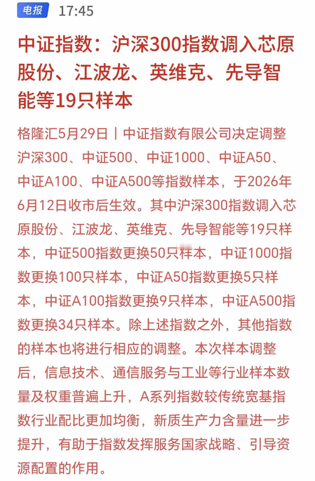 沪深300大换血！指数调仓落地，接下来市场风向彻底变了
 
重磅信号来了！中证指