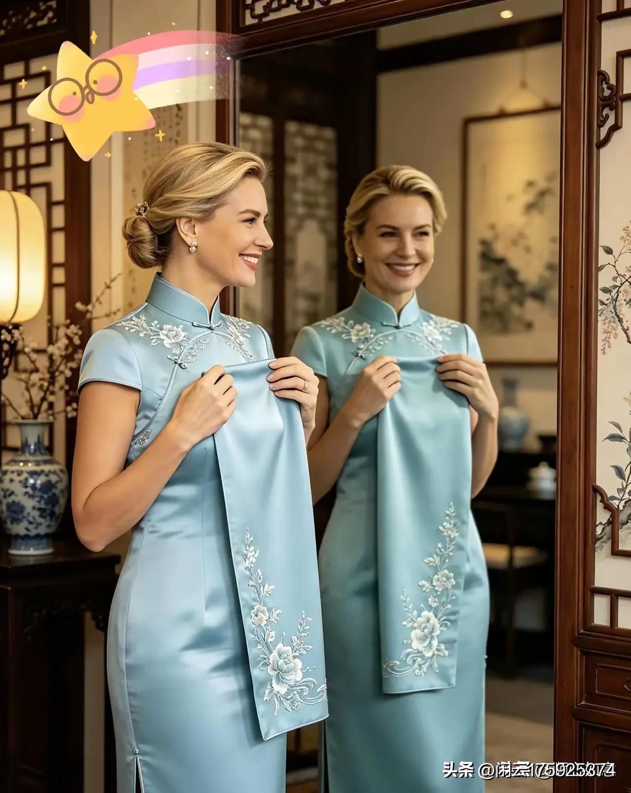 为何很多国际友人都喜欢旗袍旗袍能让女性散发出东方韵味。它裁剪合身，凸显女性曲线。