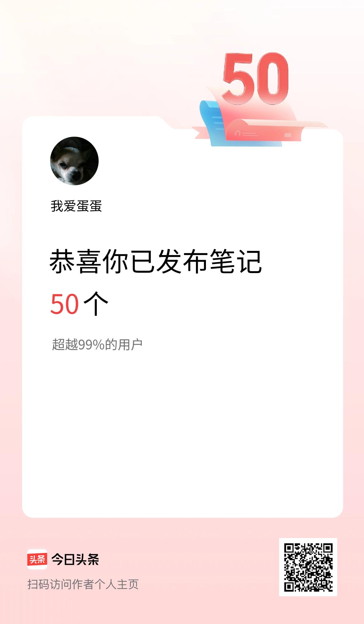 我在头条累计投稿笔记50个