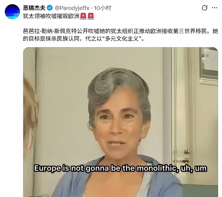 犹太领袖吹嘘犹太人煽动欧洲接受第三世界移民，目的是抹杀民族认同，推广多元文化。 