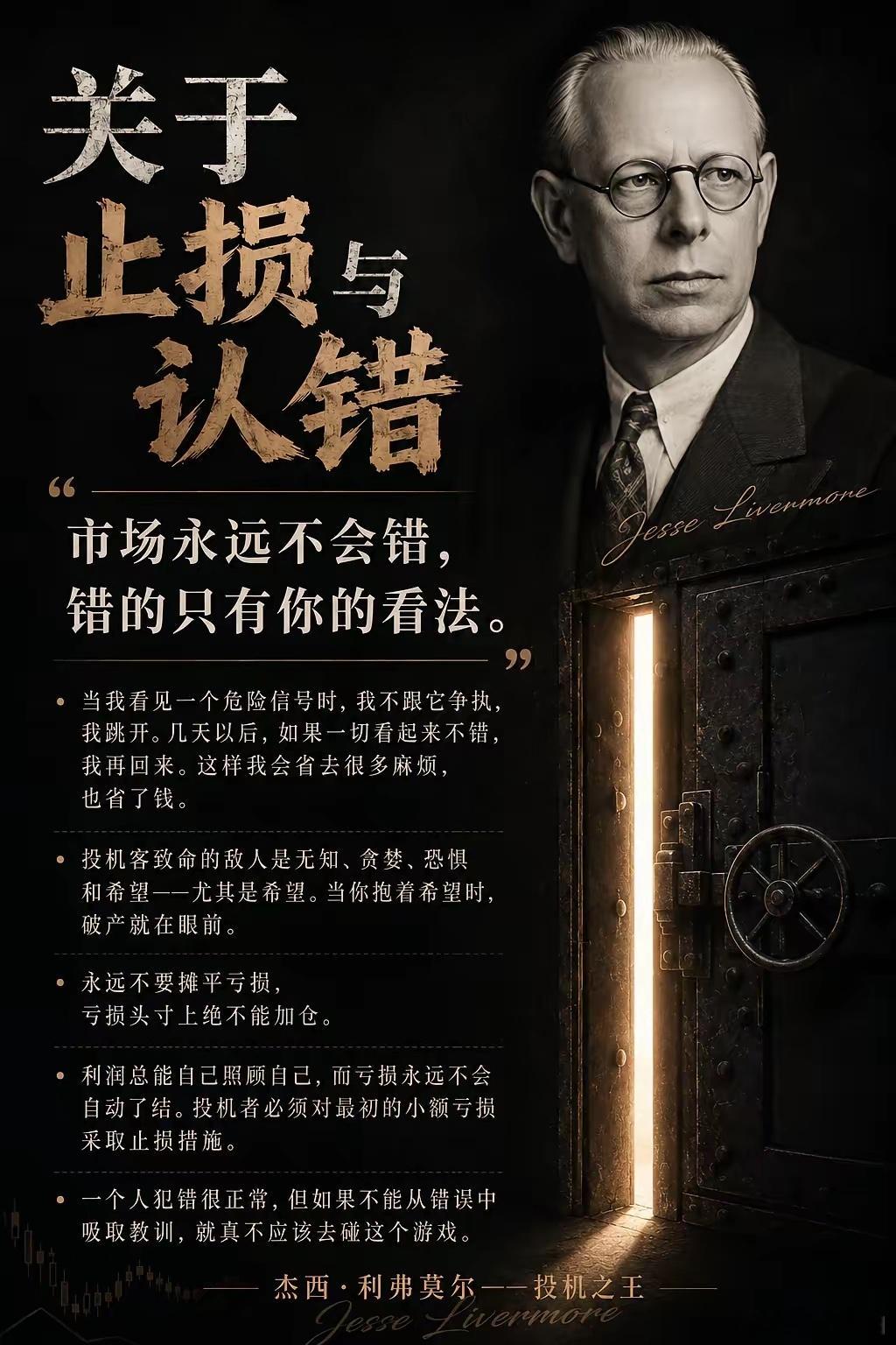 利弗莫尔：关于止损与认错 