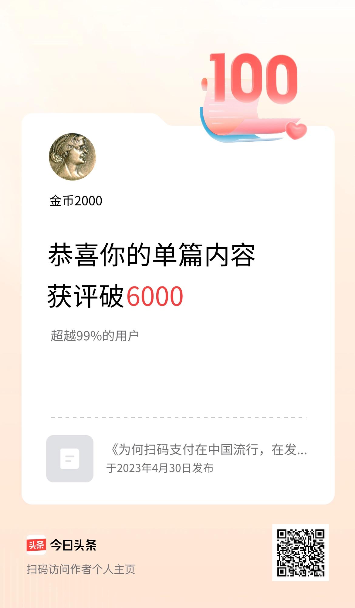 单篇内容获评论量破6000啦！