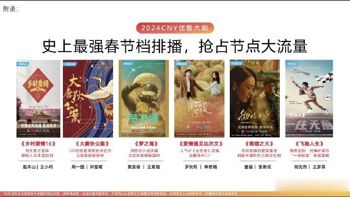 🍉优酷春节档预排播剧目： 《要久久爱》杨紫、范丞丞 《微暗之火》童瑶、张新成 