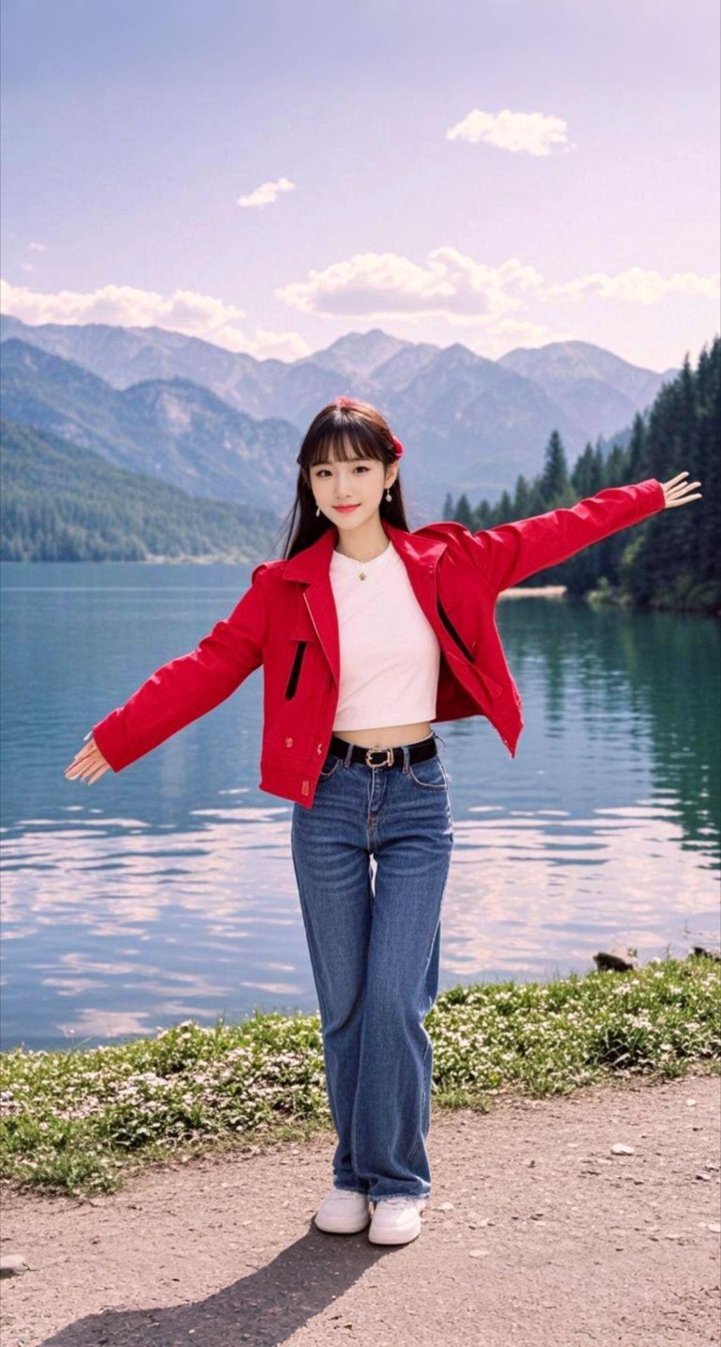 AI扩图 AI湖畔红影