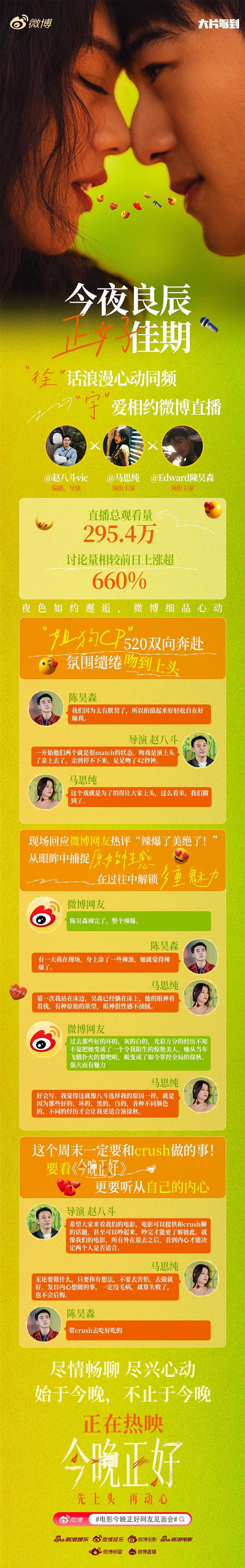 电影今晚正好“徐秋”马思纯与“陈宇宙”陈昊森的520网友奔现记录！一秒吻戏上头，
