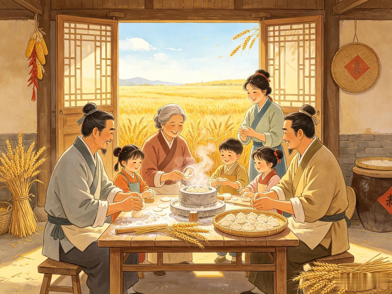 古代农历六月正值麦收之后，新麦磨粉做饺子，既是庆祝丰收，也方便在家庭团聚时一起动