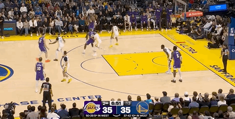 湖人打出7-0高潮，反超3分！湖人vs勇士