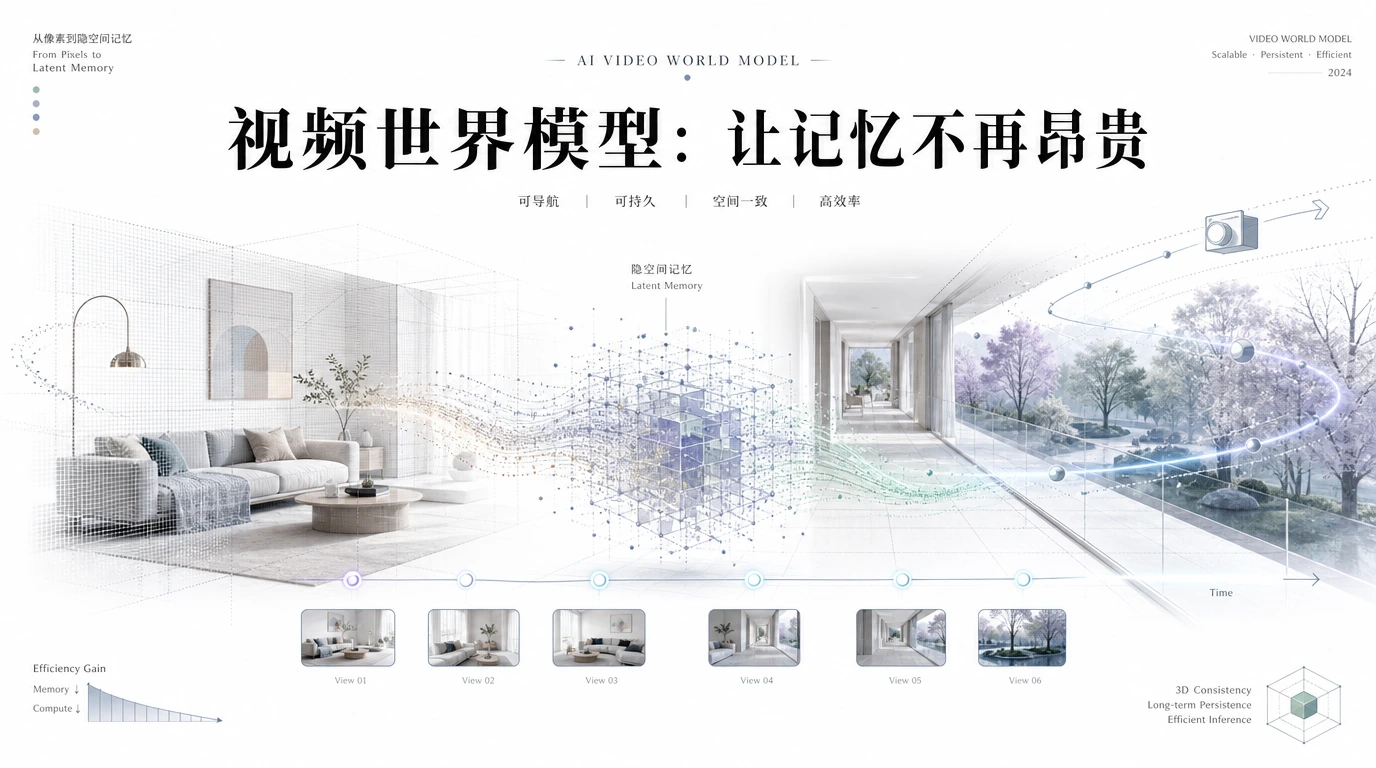 你让 AI 生成一段视频，镜头从客厅扫到走廊再转回来。结果，客厅的沙发变了颜色，